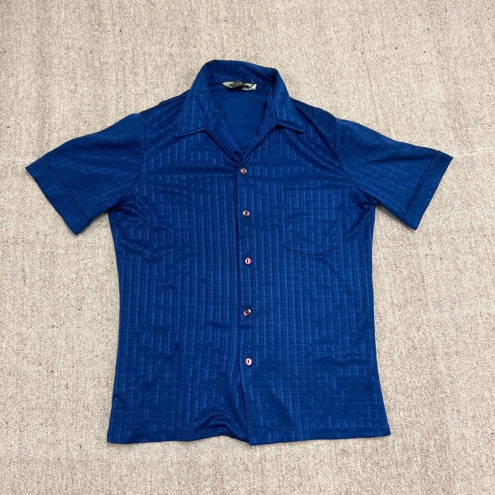 Vintage Triumph Button Up Shirt Mens Medium Blue 1970s California